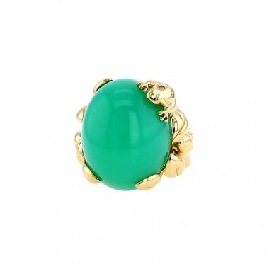 Bague Dior Gourmande grand modèle en or jaune, diamants et chrysoprase