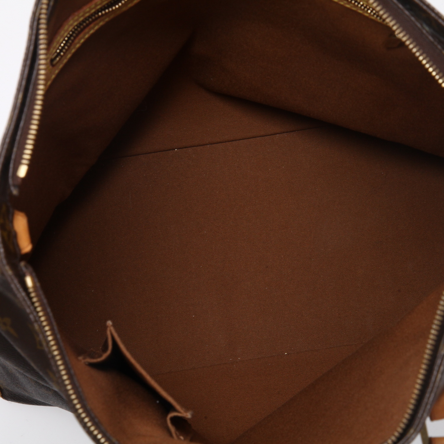 Shopping bag Louis Vuitton  Mezzo in tela monogram marrone e pelle naturale - Detail D3