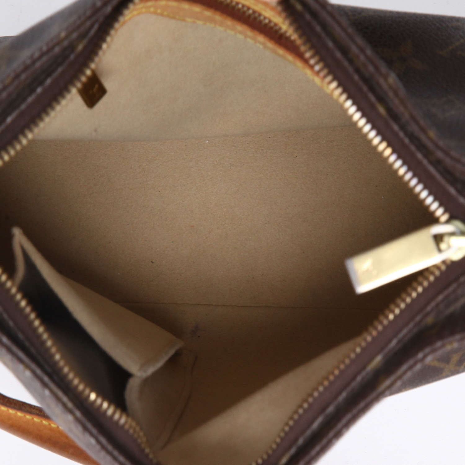 Bolso de mano Louis Vuitton  Looping en lona Monogram marrón y cuero natural - Detail D3