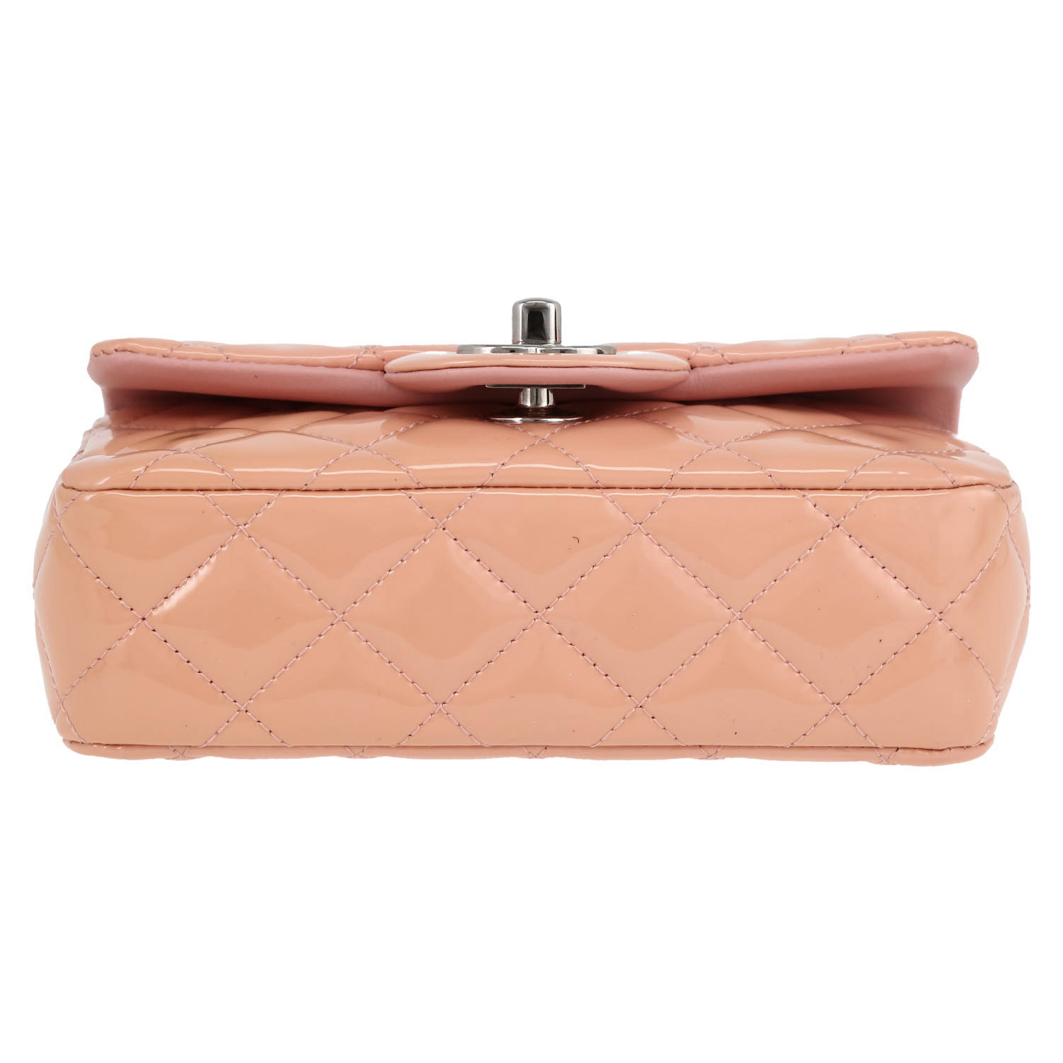 Sac bandoulière Chanel  Mini Timeless en cuir verni matelassé rose - Detail D1