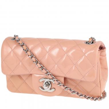 Borsa a tracolla Chanel  Timeless Mini in pelle verniciata e foderata rosa