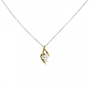 Collana Mikimoto  in oro giallo, diamanti e perle coltivate