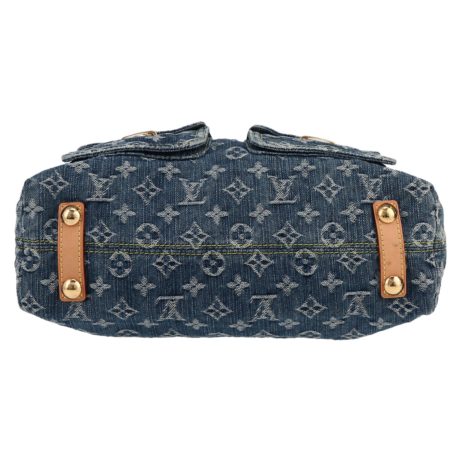 Borsa Louis Vuitton  Baggy modello grande  in tela denim monogram blu e pelle naturale - Detail D1