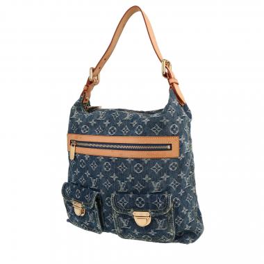 Bolso de mano Louis Vuitton  Baggy modelo grande  en lona denim Monogram azul y cuero natural