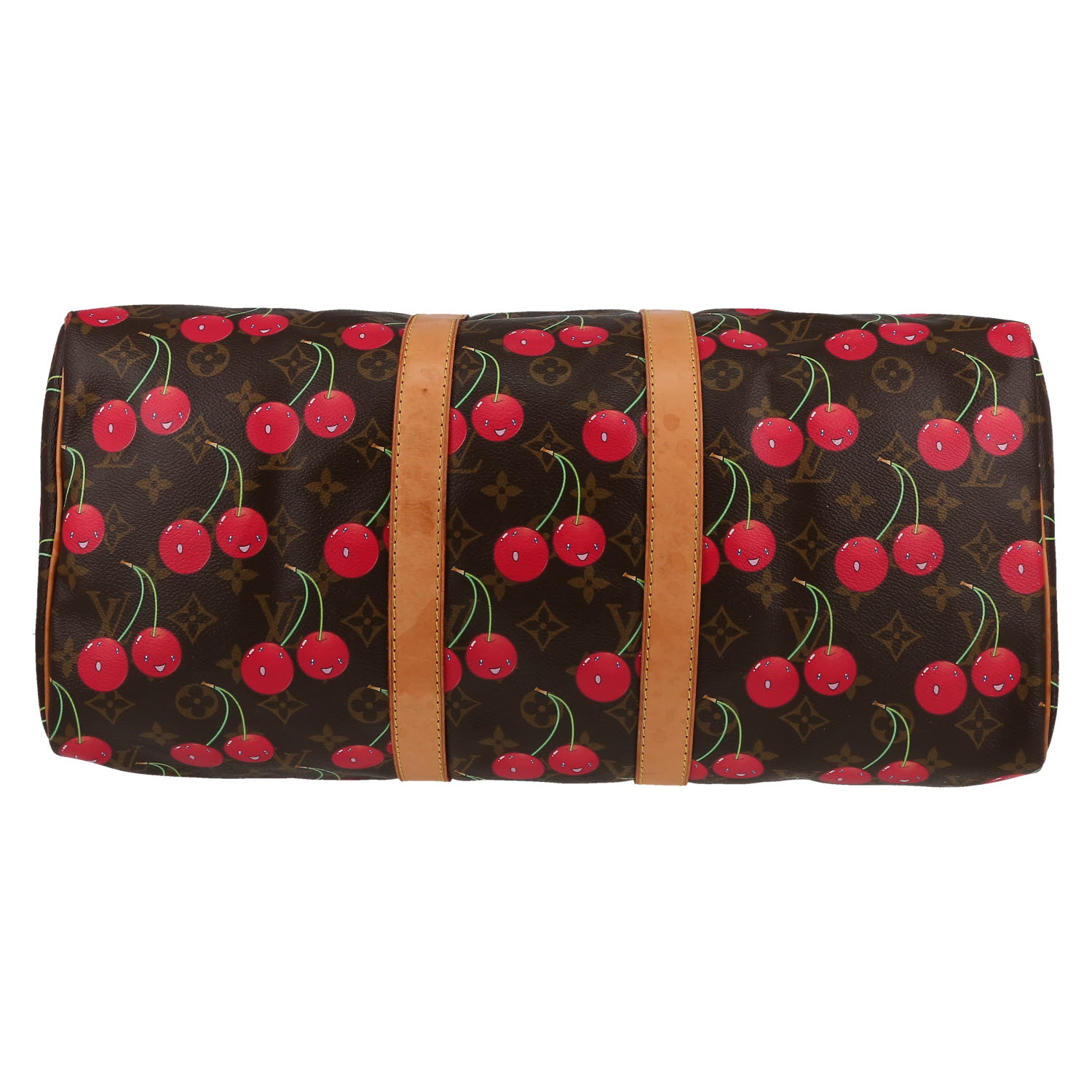 Sac de voyage Louis Vuitton  Keepall 45 en toile monogram marron et cuir naturel - Detail D1