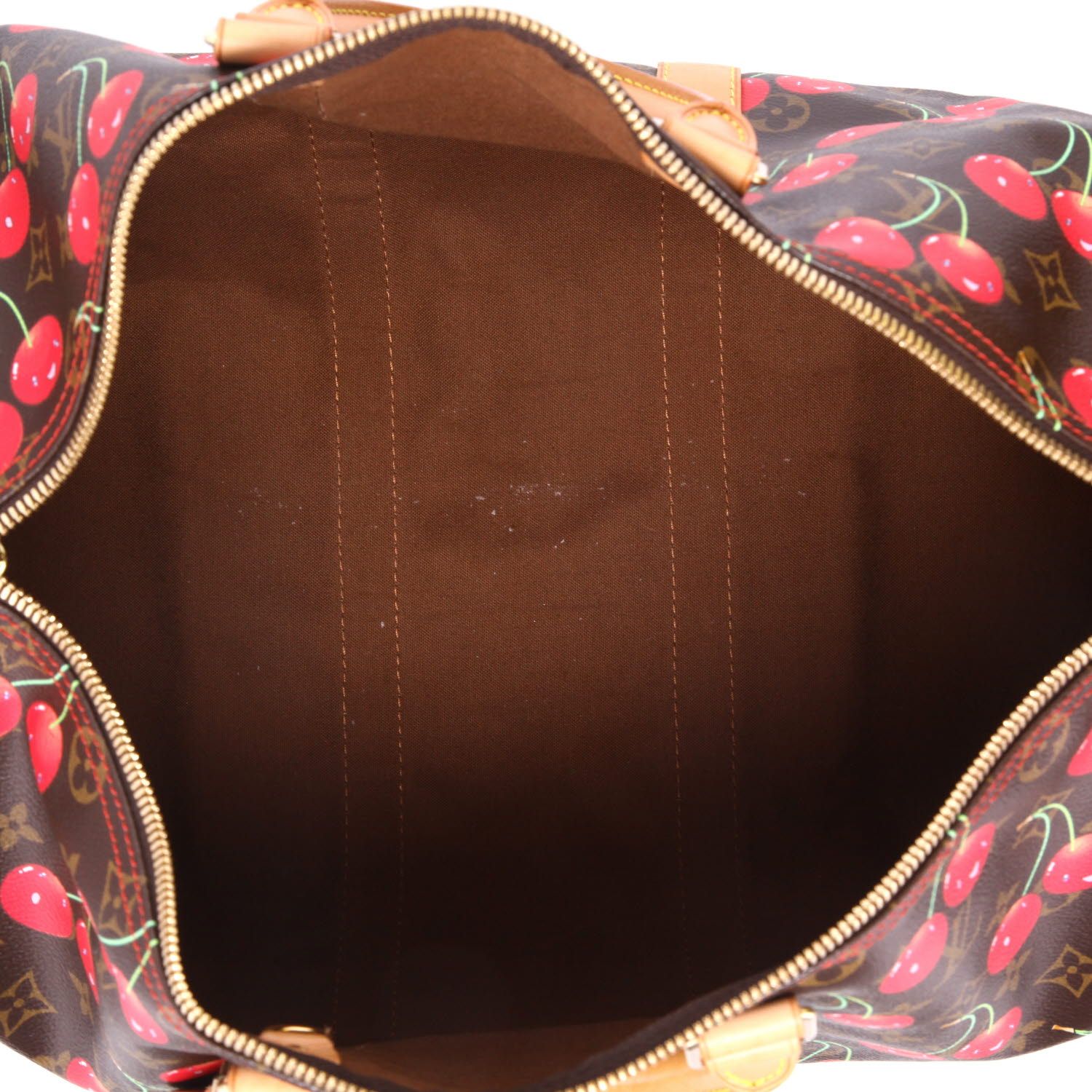 Bolsa de viaje Louis Vuitton  Keepall 45 en lona Monogram marrón y cuero natural - Detail D3