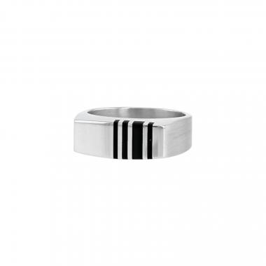 Sortija Chaumet  de oro blanco y esmalte negro