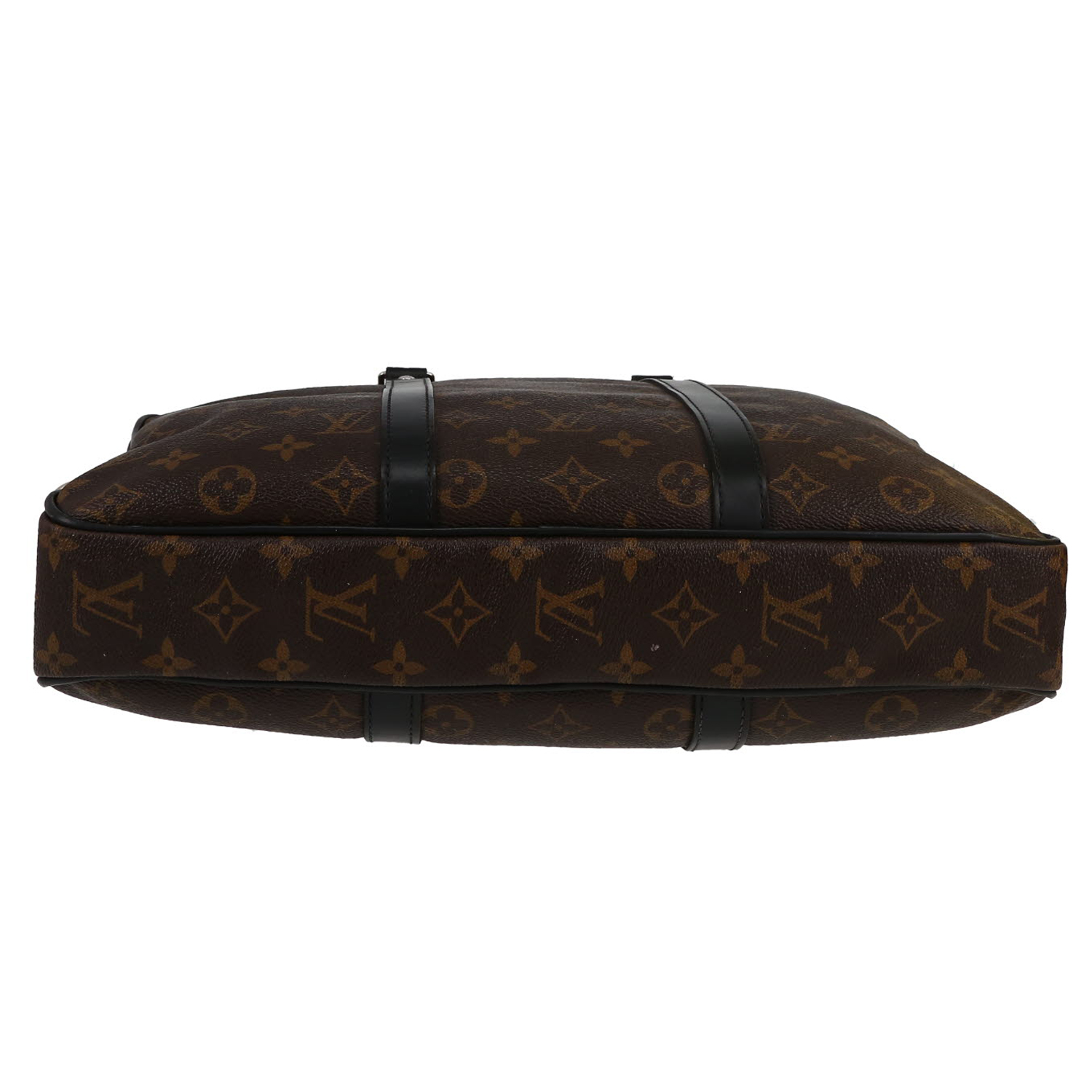 Porte-documents Louis Vuitton   en toile monogram Macassar marron et cuir noir - Detail D1