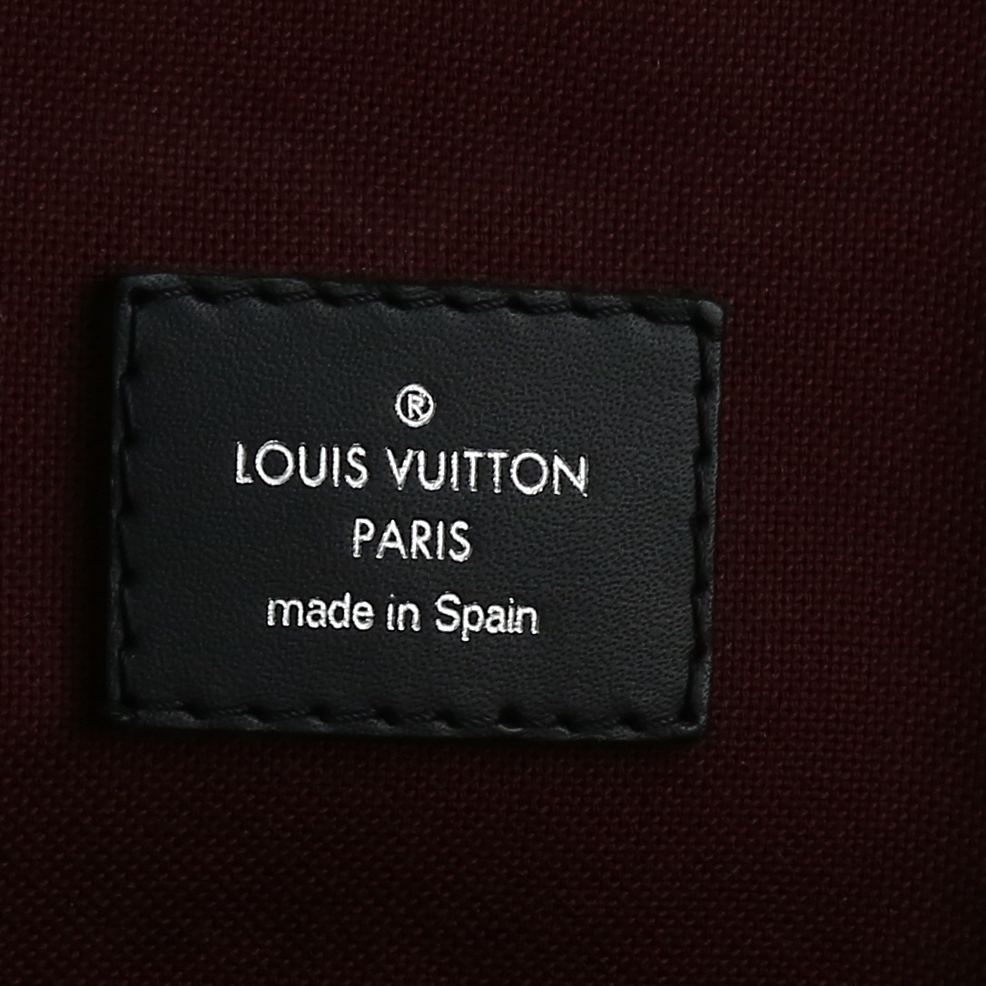Porta-documentos Louis Vuitton   en lona Monogram Macassar marrón y cuero negro - Detail D2