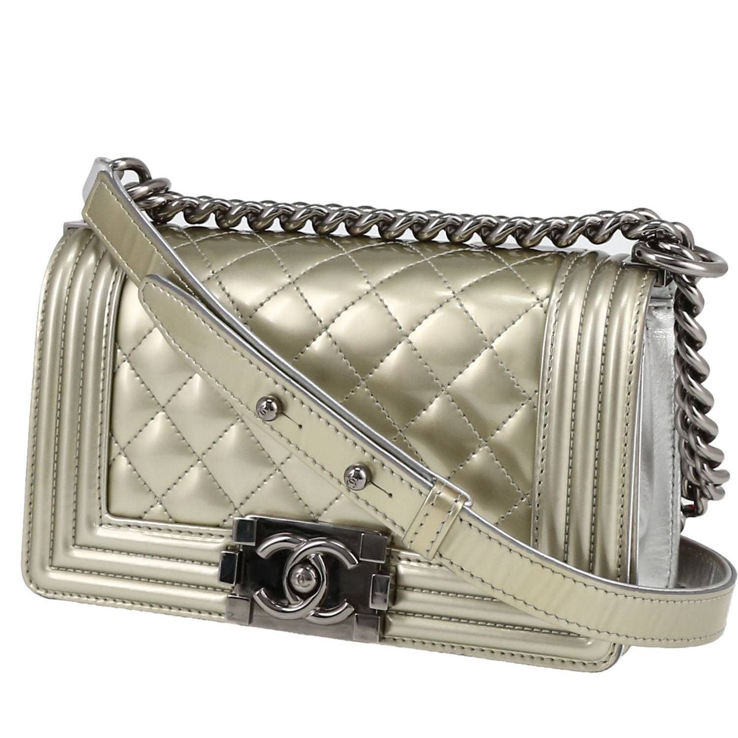 Silver chanel boy online bag