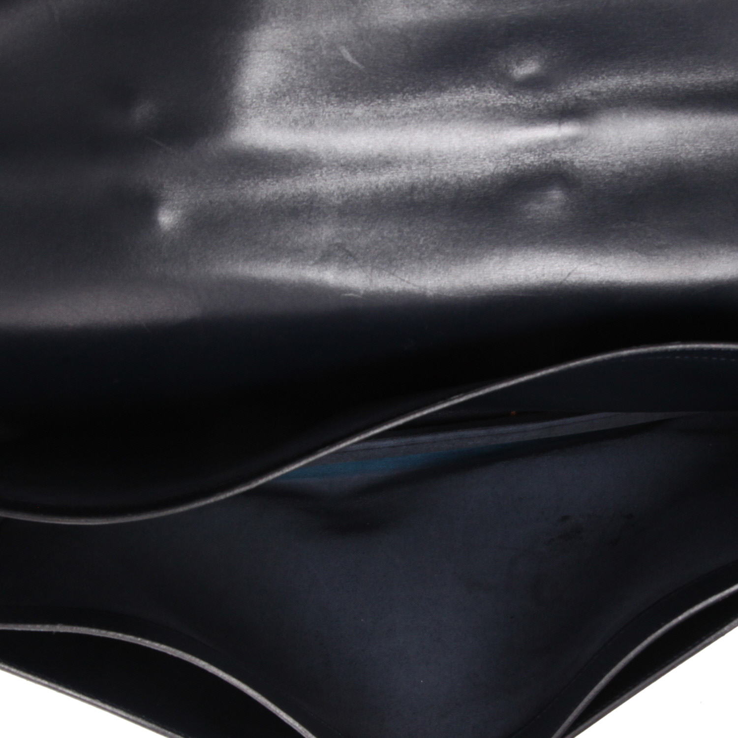 Porta-documentos Hermès  Sac à dépêches en cuero box azul - Detail D3