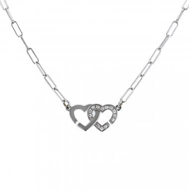 Collar Dinh Van Double coeurs R9 de oro blanco y diamantes