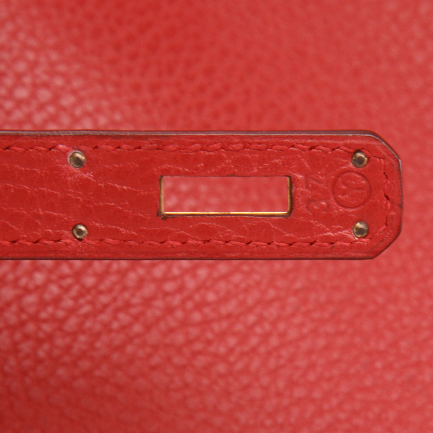 Bolso de mano Hermès  Birkin 40 cm en cuero Ardenne rojo - Detail D4