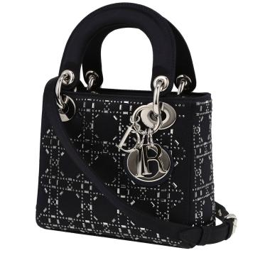 Sac bandoulière Dior  Lady Dior mini  en satin noir