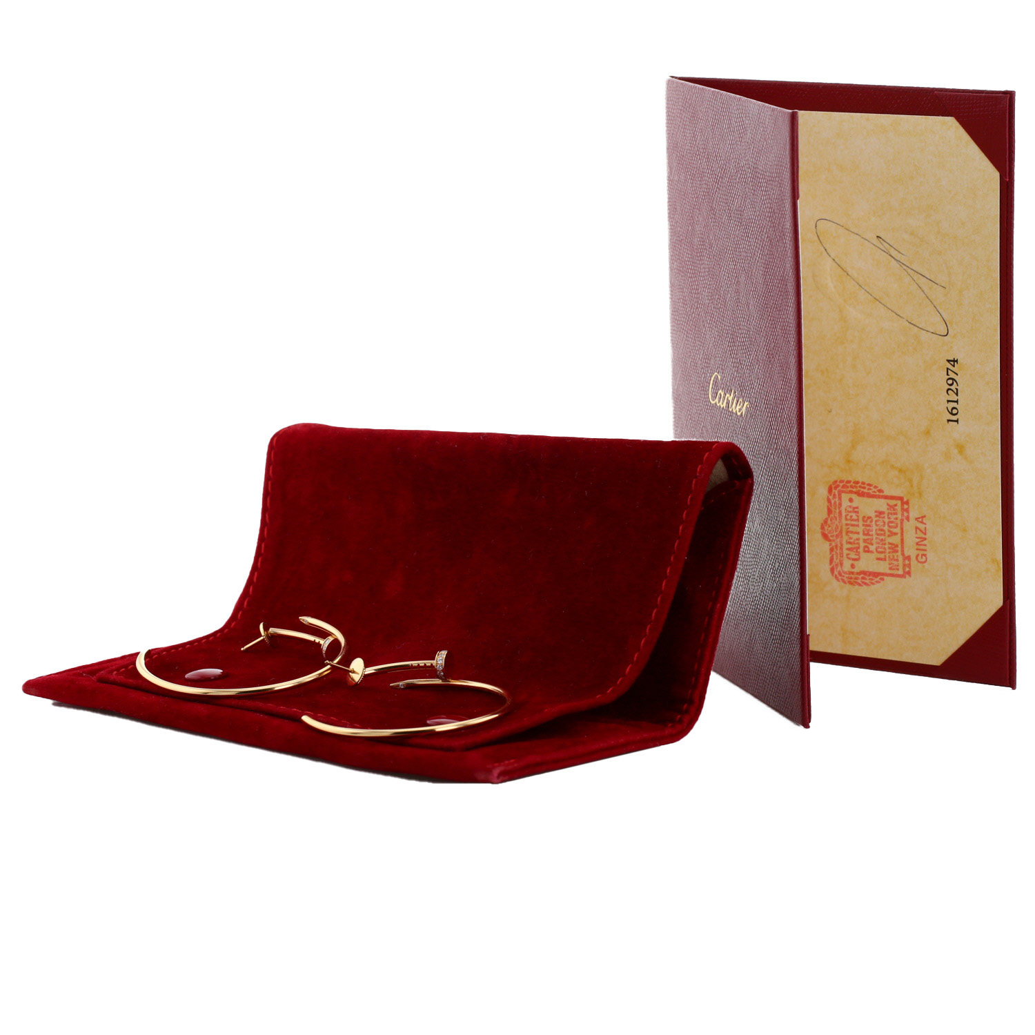 Cartier Juste un clou hoop earrings in pink gold and diamonds - Detail D2