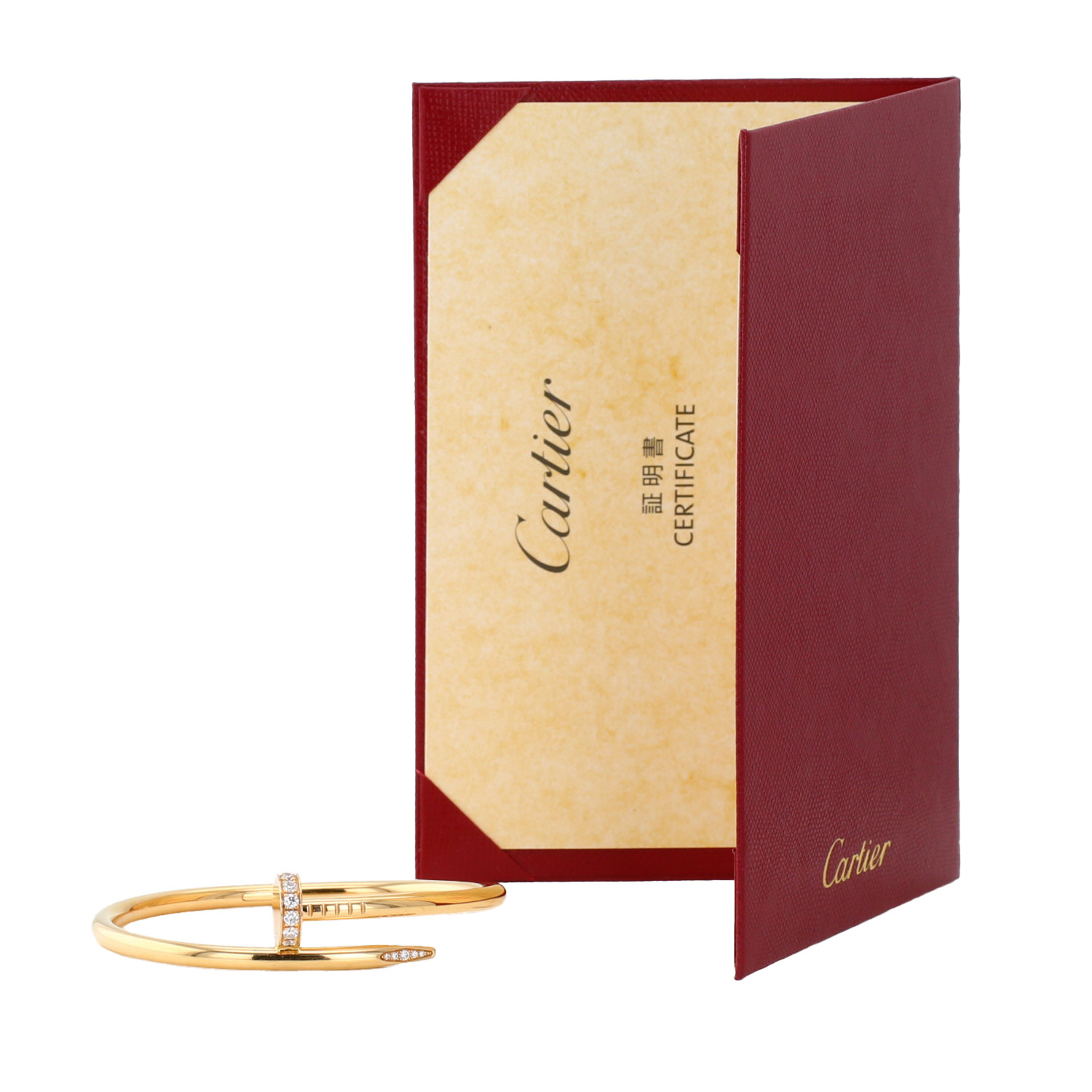 Bracelet Cartier Juste un clou en or jaune et diamants, taille 16