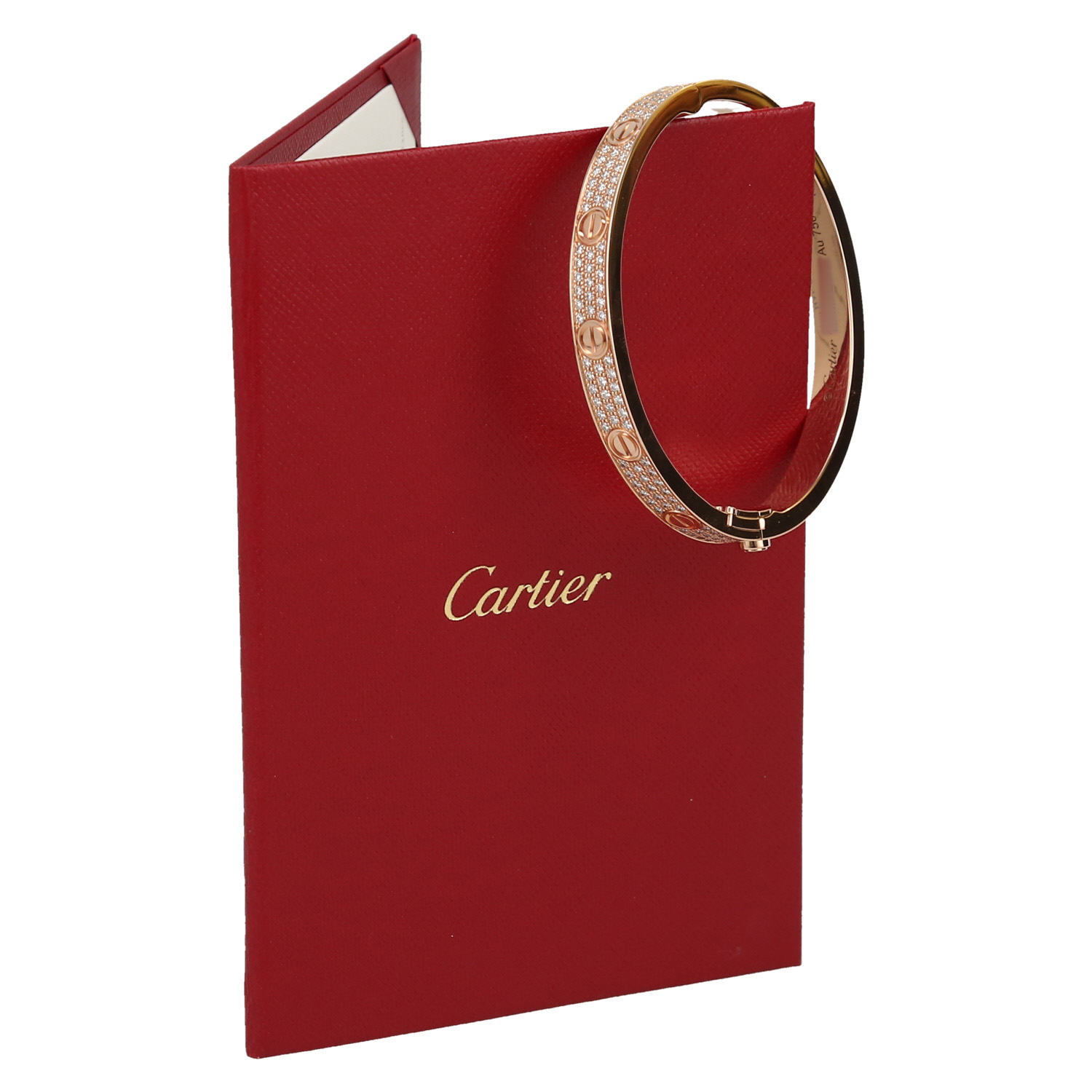 Brazalete Cartier Love pavé de oro rosa y diamantes - Detail D2