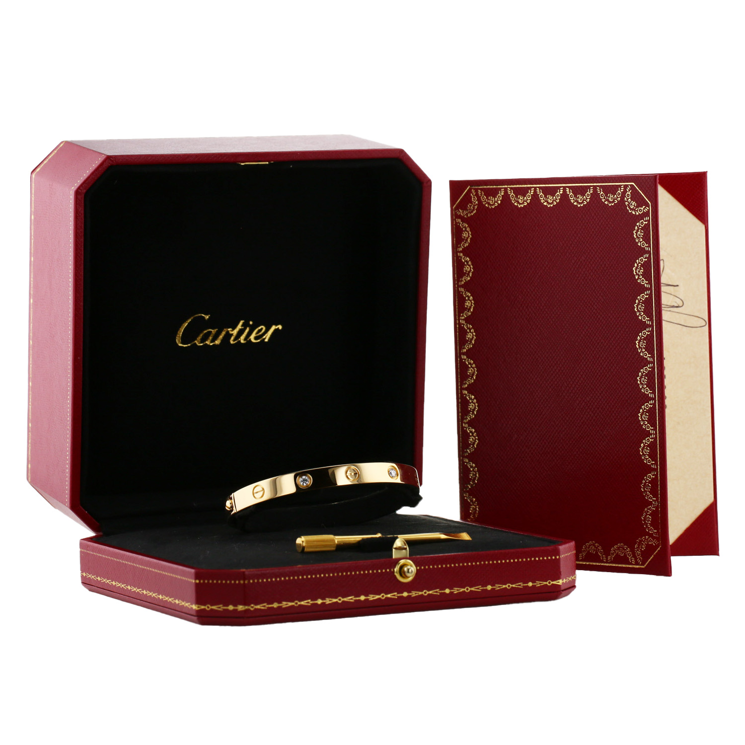 Bracelet Cartier Love 4 diamants en or jaune et diamants - Detail D2