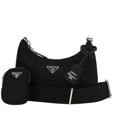 Sac bandoulière Prada  Re-Edition 2005 en toile et cuir noire
