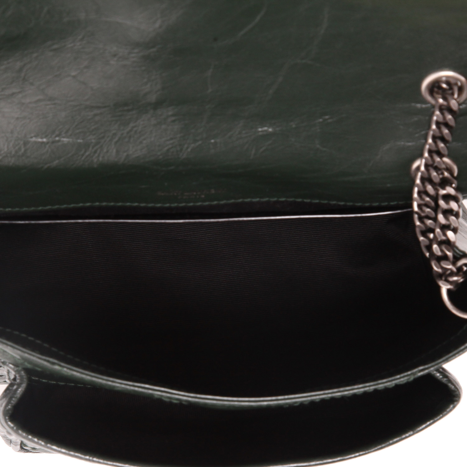 Saint Laurent  Niki Baby shoulder bag  in green chevron quilted leather - Detail D3
