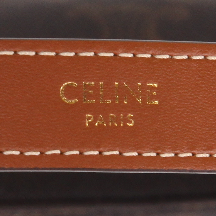 Celine  Ava handbag  "Triomphe" canvas  and brown leather - Detail D2