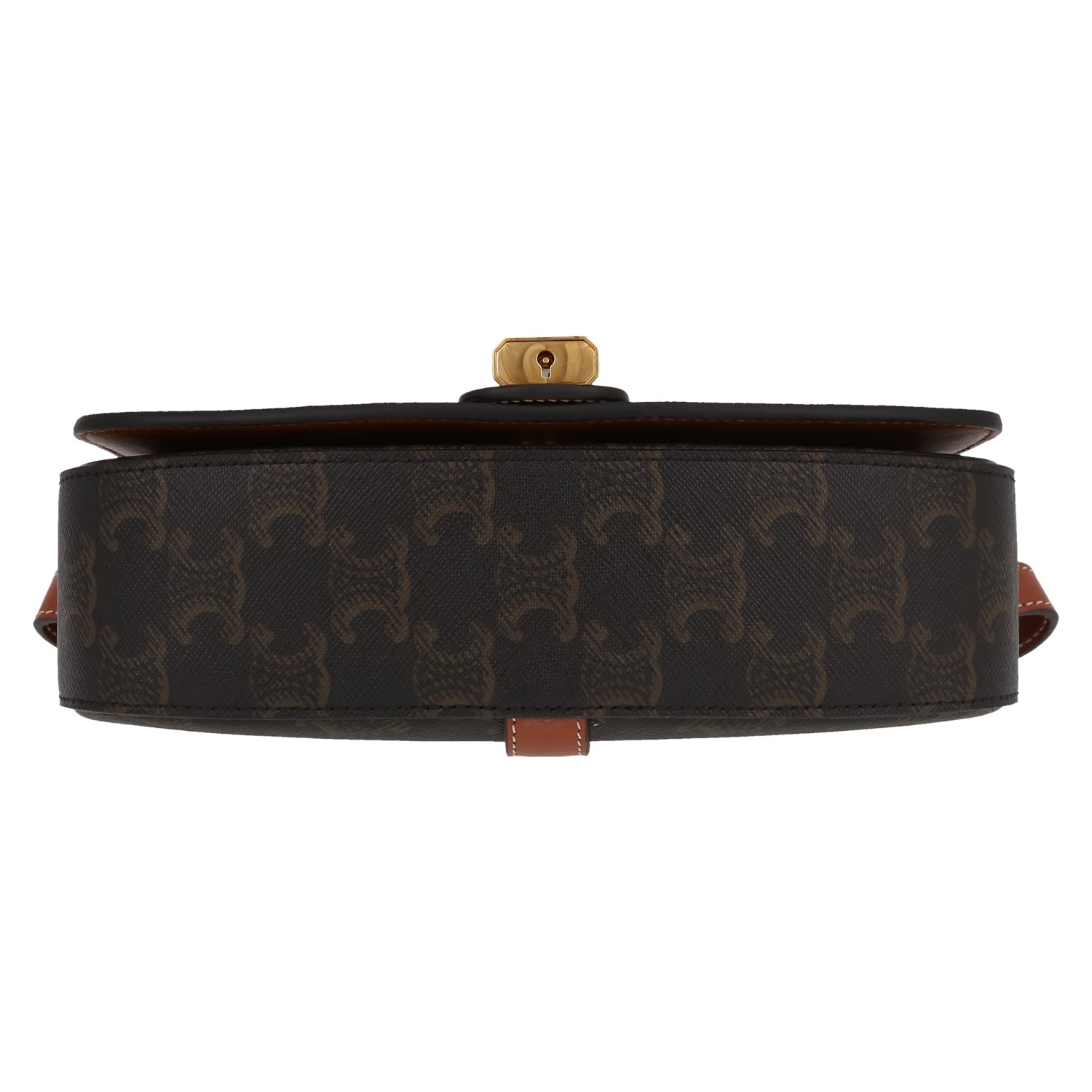 Celine  Tabou medium model  shoulder bag  "Triomphe" canvas  and brown leather - Detail D1