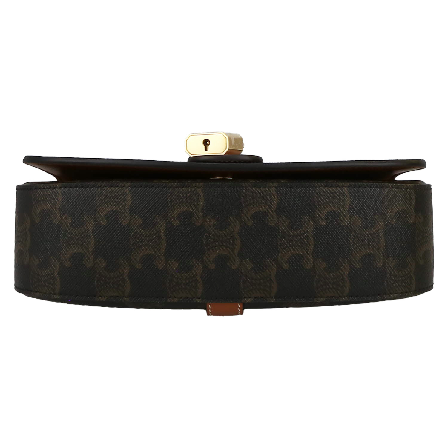 Borsa a spalla Celine  Tabou modello medio  in tela "Triomphe" e pelle marrone - Detail D1