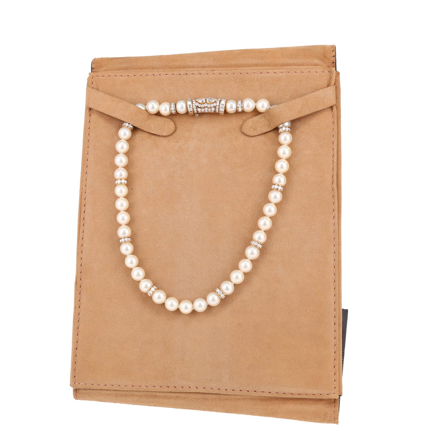 Collana Bulgari  in oro giallo, perle coltivate e diamanti - Detail D2
