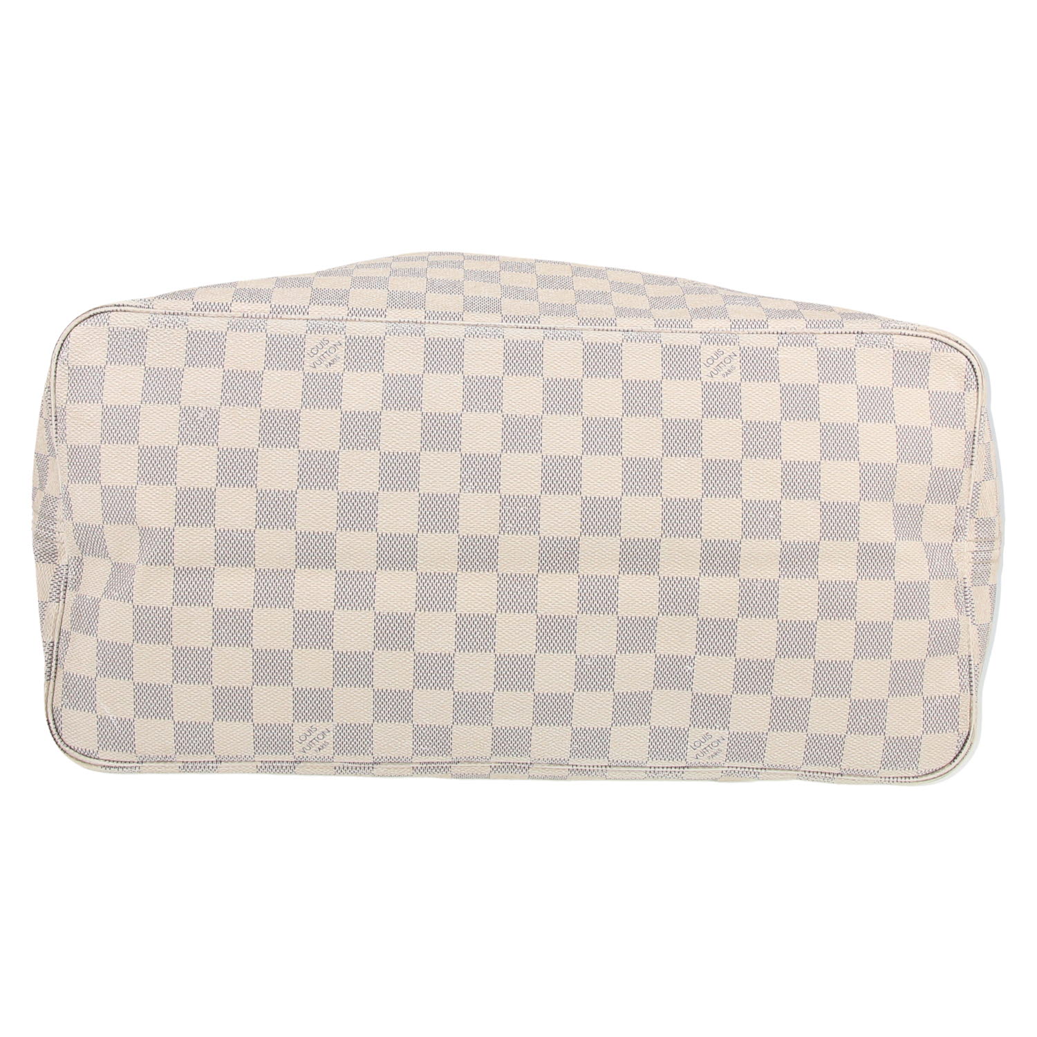 Sac cabas Louis Vuitton  Neverfull en toile damier azur et cuir naturel - Detail D1