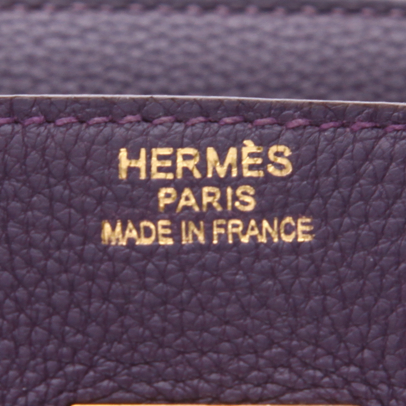 Hermès  Birkin 35 cm handbag  in purple Raisin togo leather - Detail D2