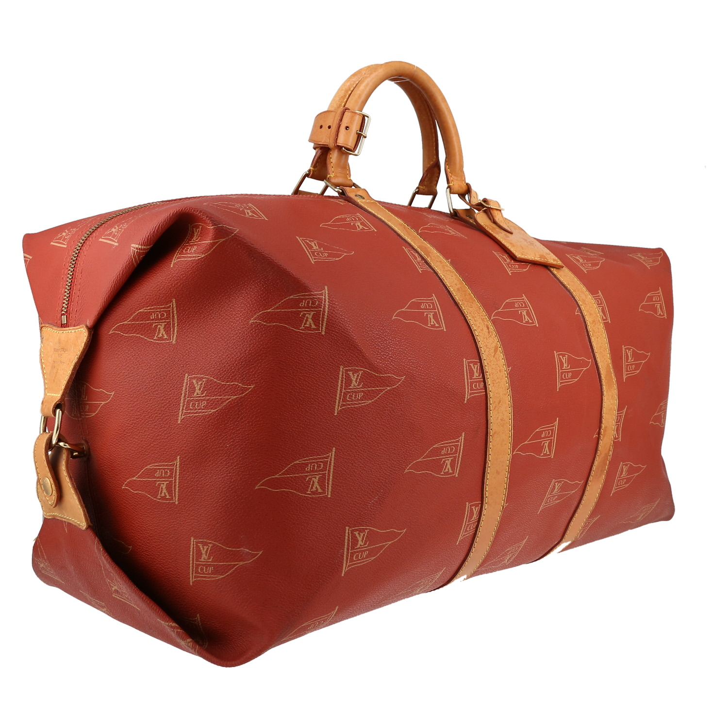 Bolsa de viaje Louis Vuitton  America's Cup en lona revestida roja y cuero natural - Detail D3