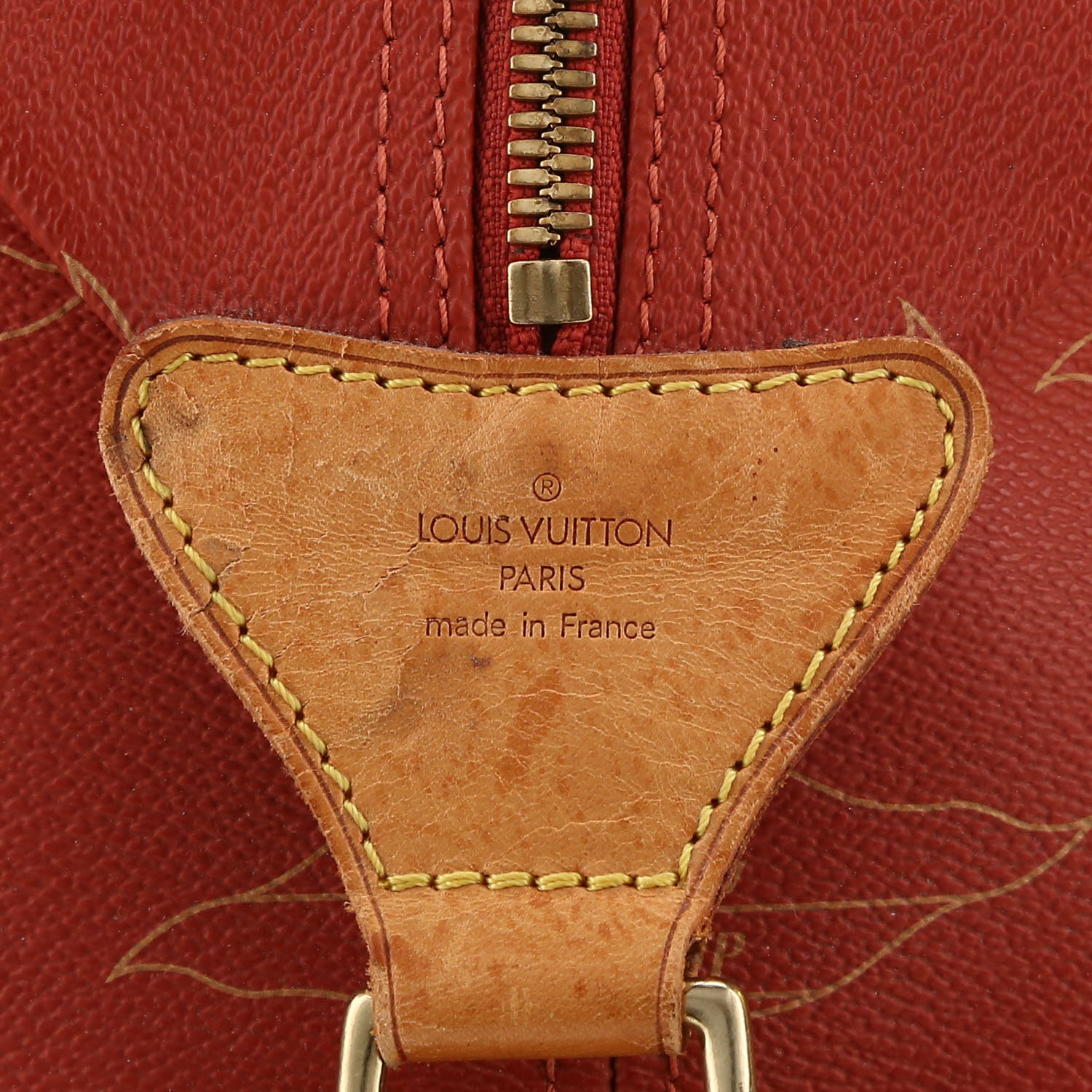 Louis Vuitton  America's Cup travel bag  in red coated canvas  and natural leather - Detail D6