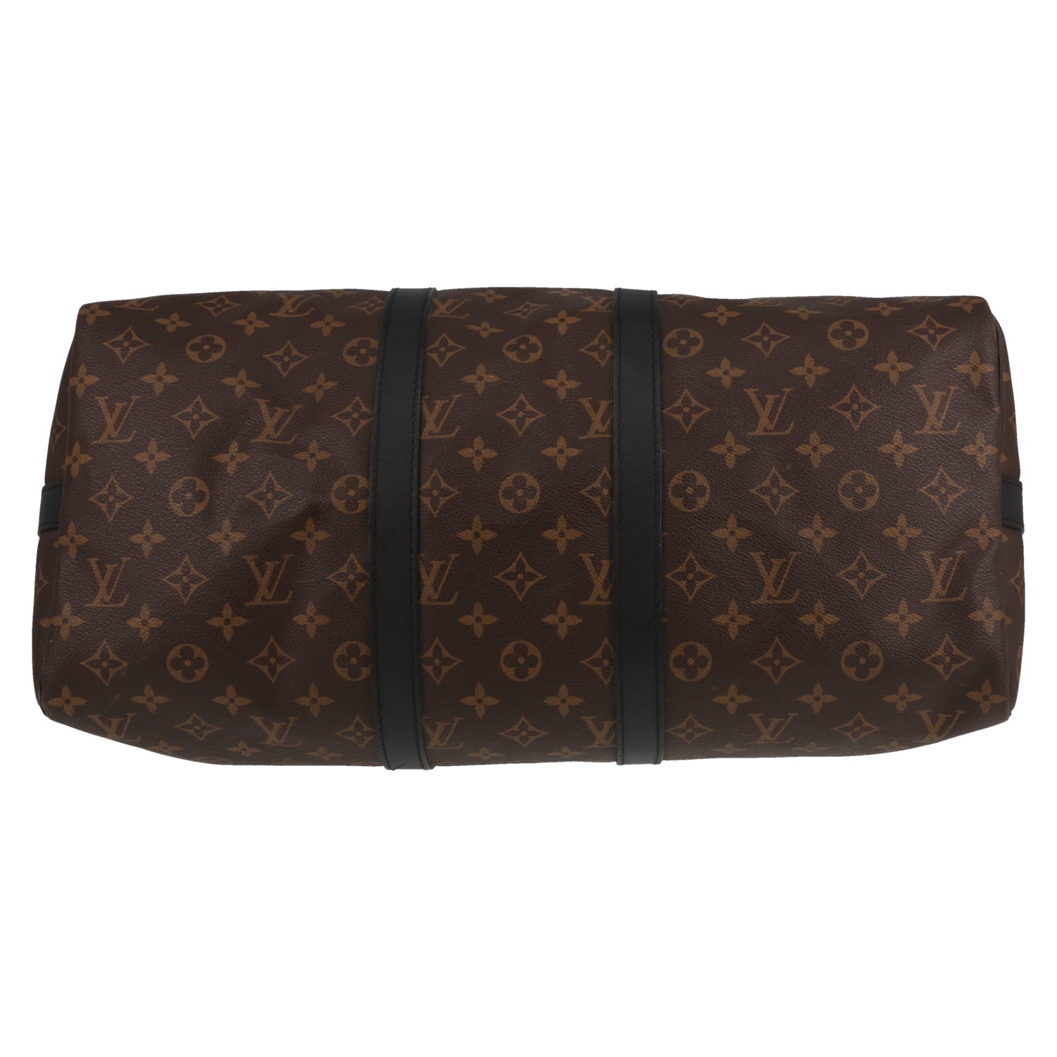 Sac de voyage Louis Vuitton  Keepall 45 en toile monogram marron et cuir noir - Detail D1