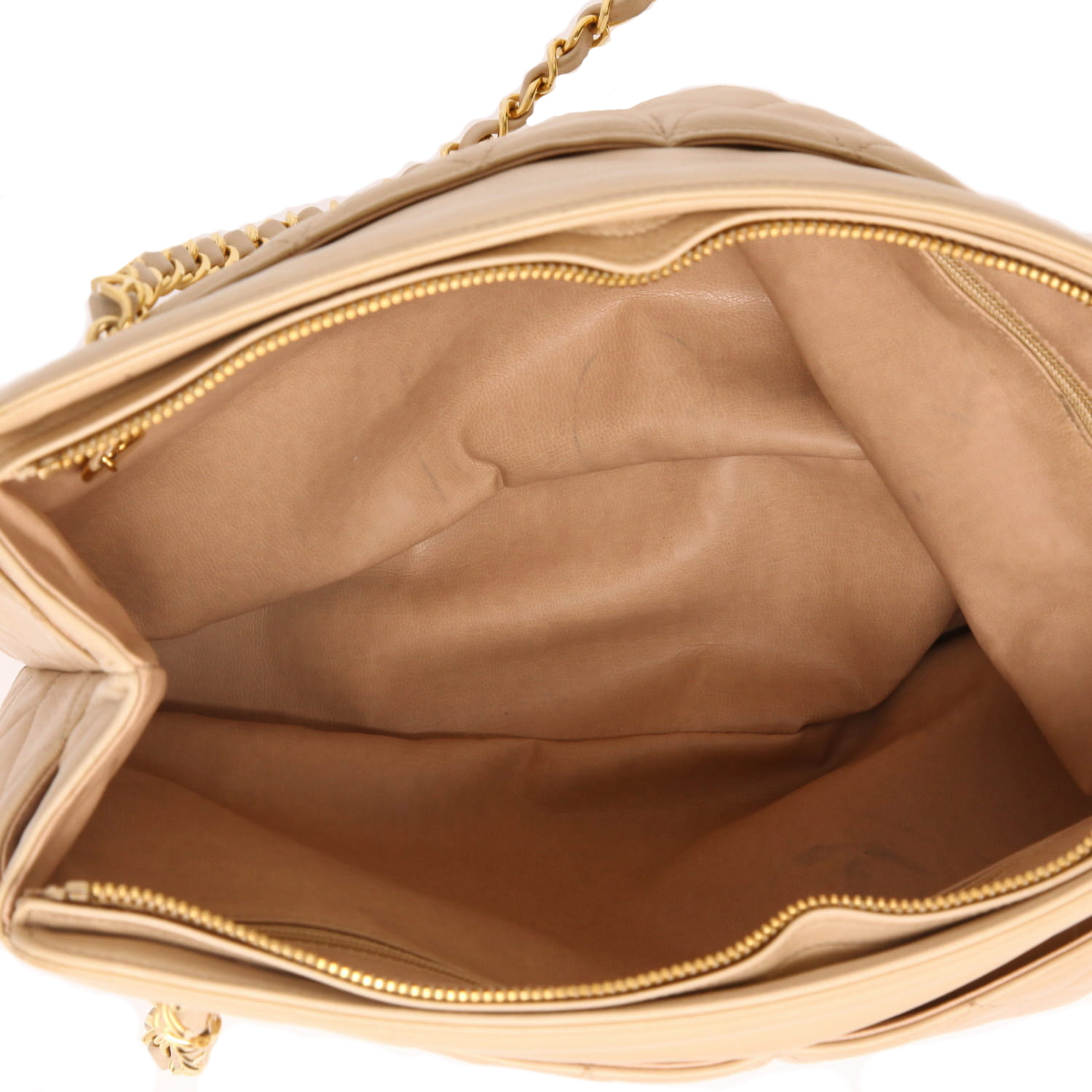 Chanel  Grand Shopping shopping bag  in beige leather - Detail D3