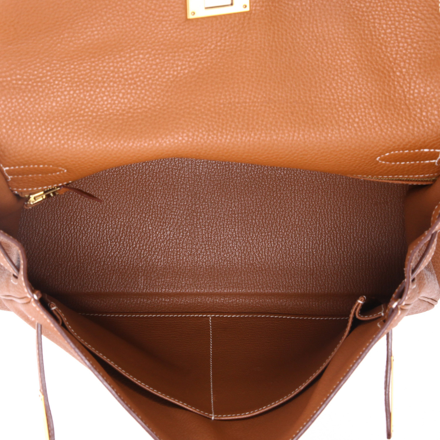 Hermès  Kelly 32 cm handbag  in gold togo leather - Detail D3