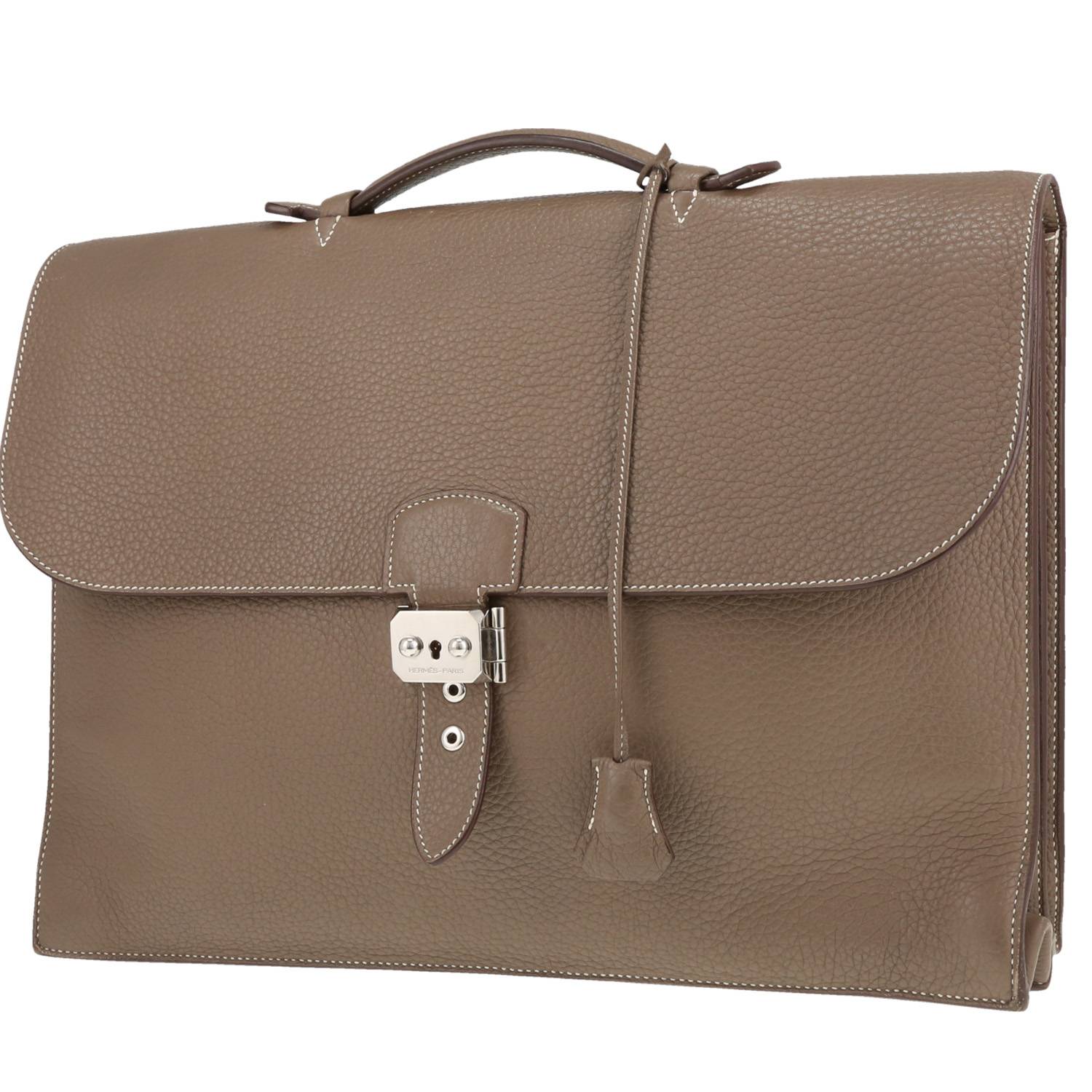 Hermès  Sac à dépêches briefcase  in etoupe togo leather - 00pp