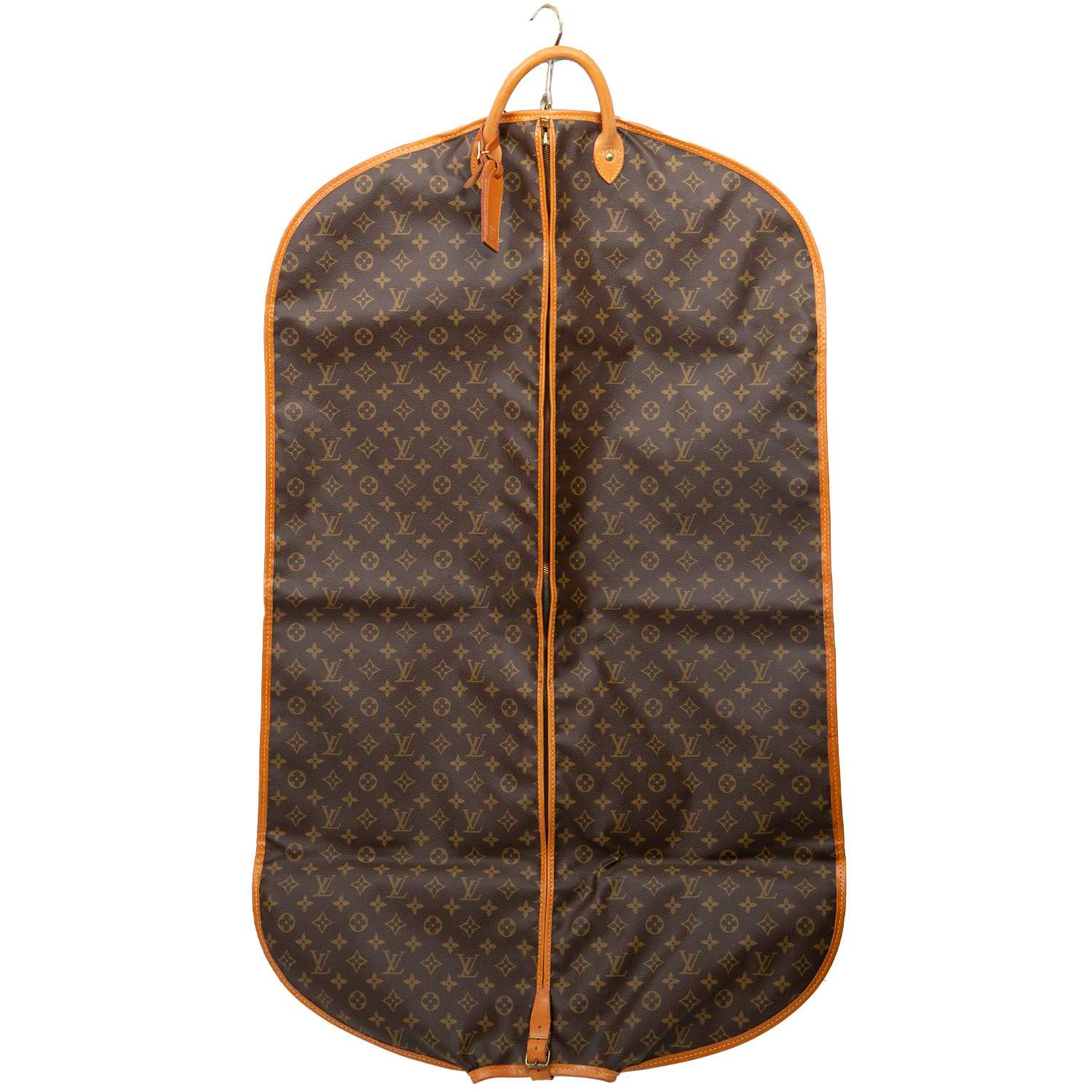 Funda protectora para ropa Louis Vuitton Porte-habits en lona Monogram marrón y cuero natural - Detail D1
