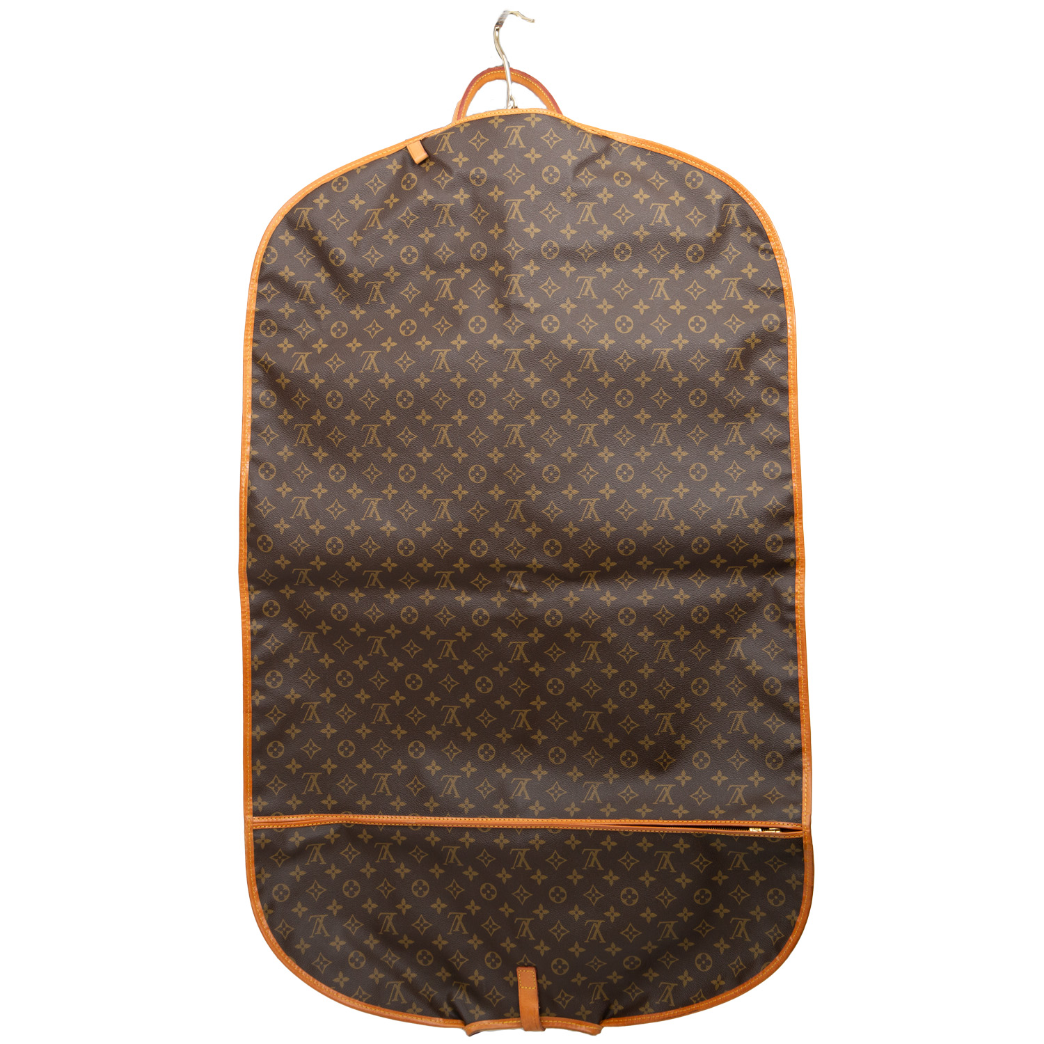 Funda protectora para ropa Louis Vuitton Porte-habits en lona Monogram marrón y cuero natural - Detail D2