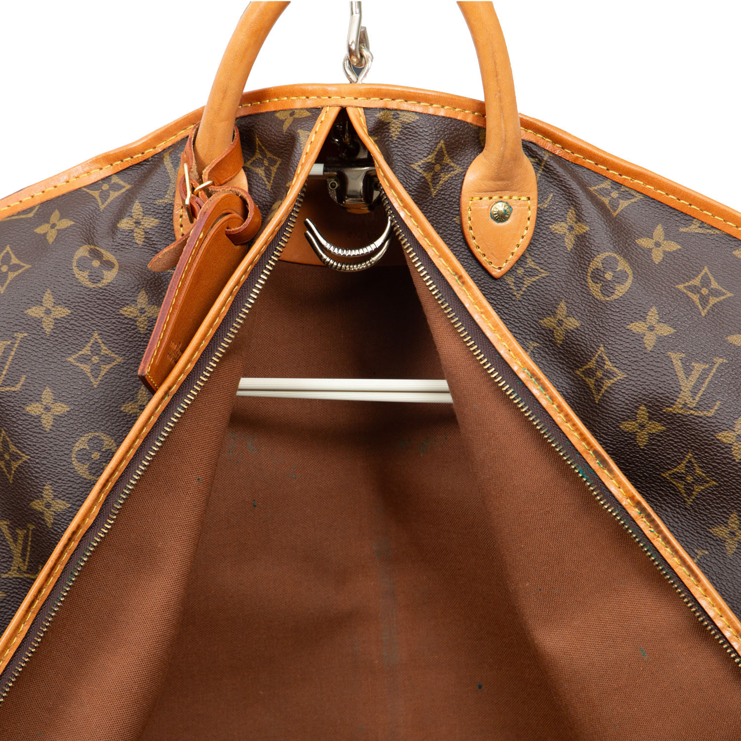 Porte-habits Louis Vuitton Porte-habits en toile monogram marron et cuir naturel - Detail D4