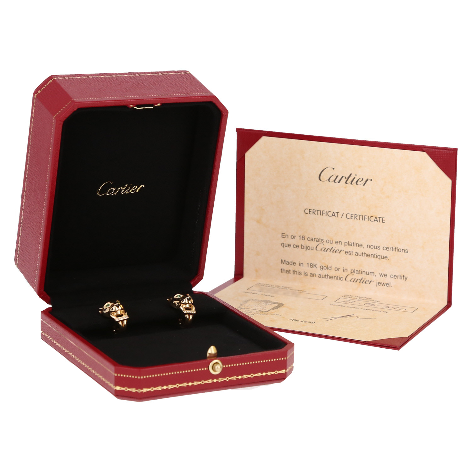 Cartier Panthère earrings in yellow gold, lacquer and tsavorites - Detail D2