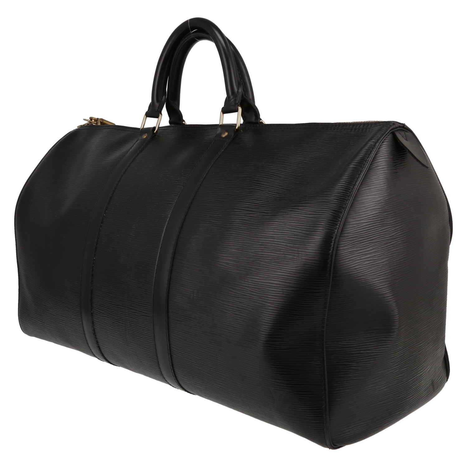 Sac de voyage Louis Vuitton Keepall 50 en cuir épi noir - Detail D2