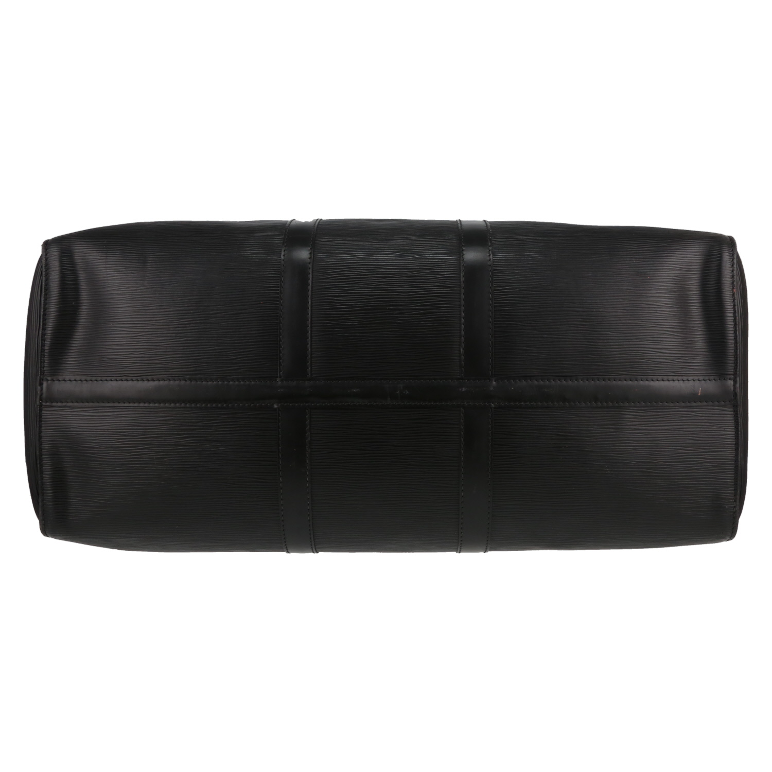 Sac de voyage Louis Vuitton Keepall 50 en cuir épi noir - Detail D4