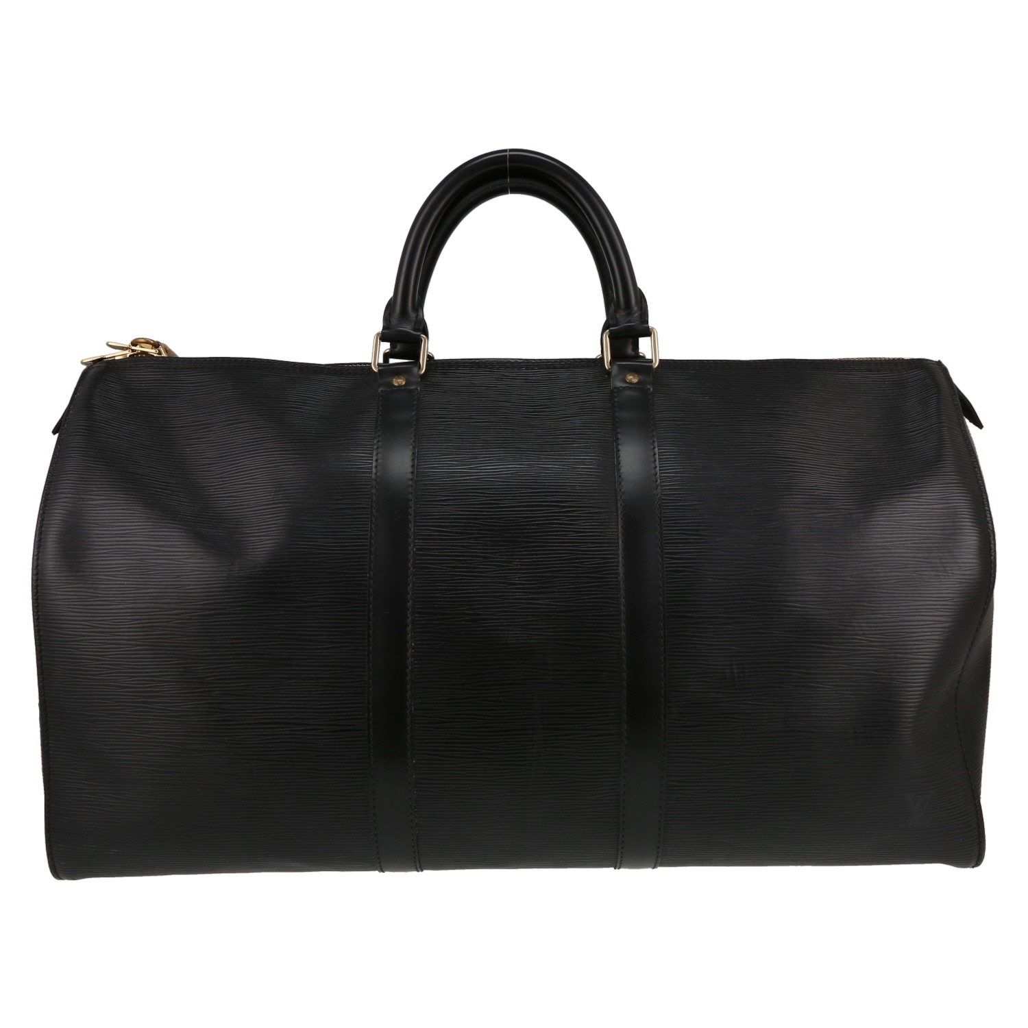 Sac de voyage Louis Vuitton Keepall 50 en cuir épi noir - Detail D5