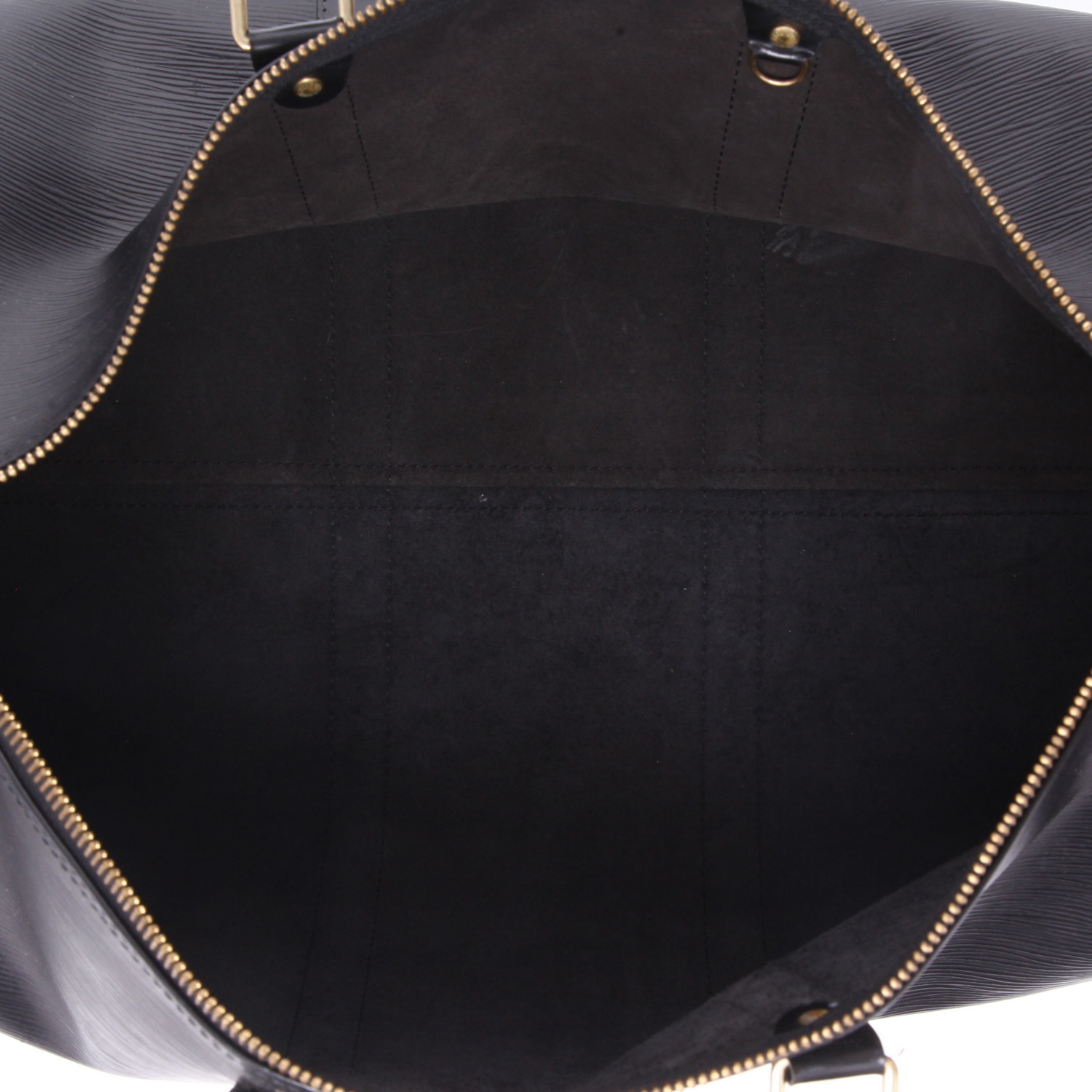 Sac de voyage Louis Vuitton Keepall 50 en cuir épi noir - Detail D7