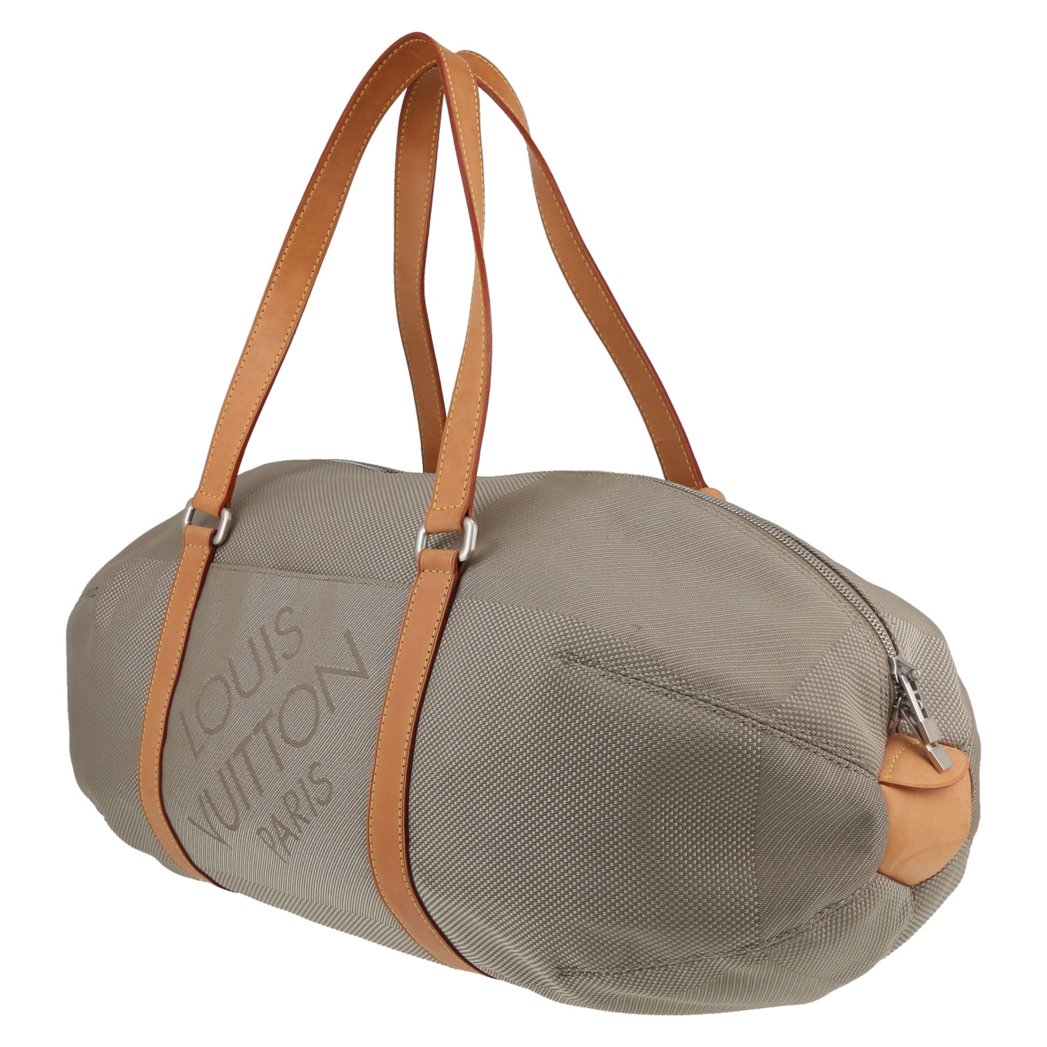Louis Vuitton Attaquant travel bag in beige canvas and natural leather - Detail D2