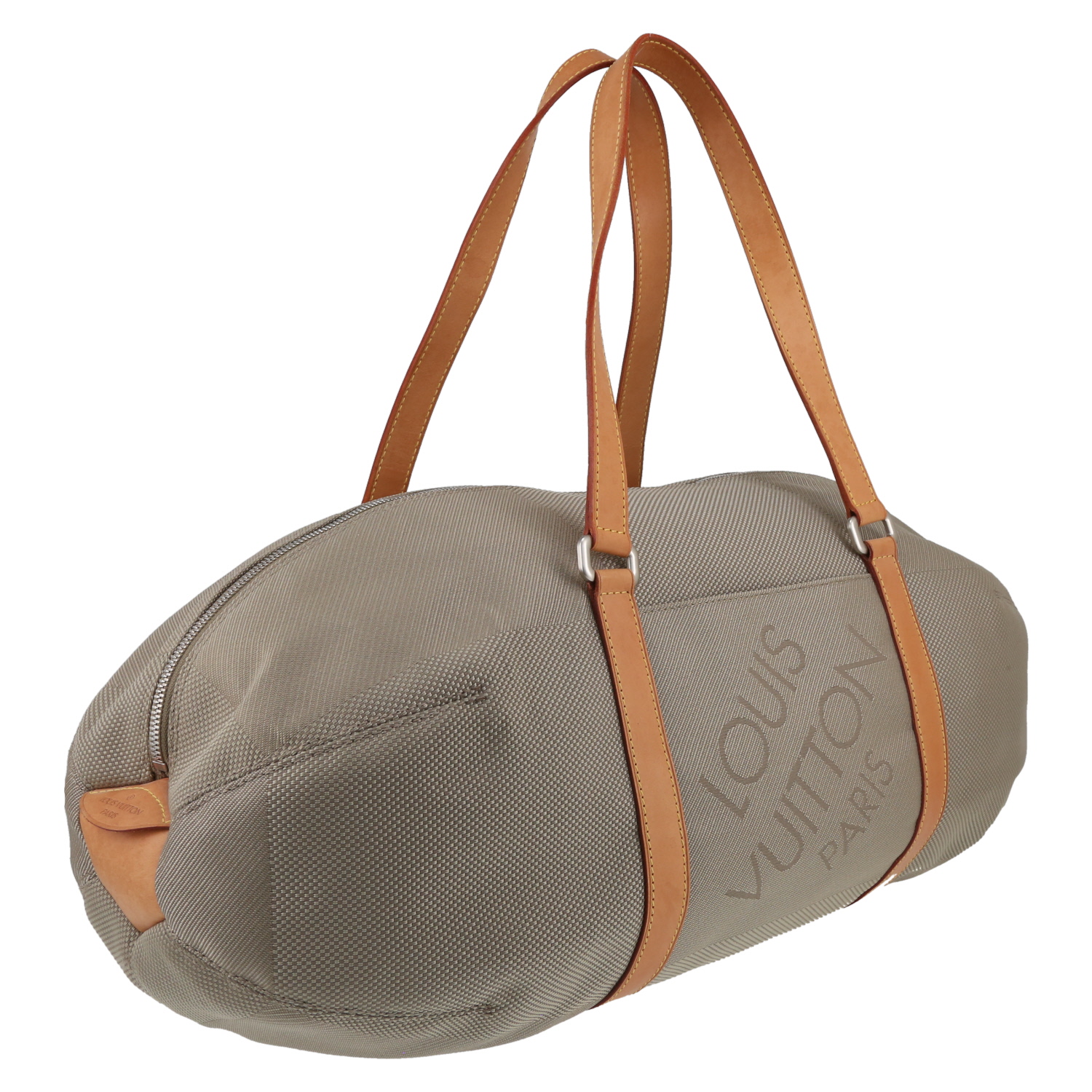 Bolsa de viaje Louis Vuitton  Attaquant en lona beige y cuero natural - Detail D3