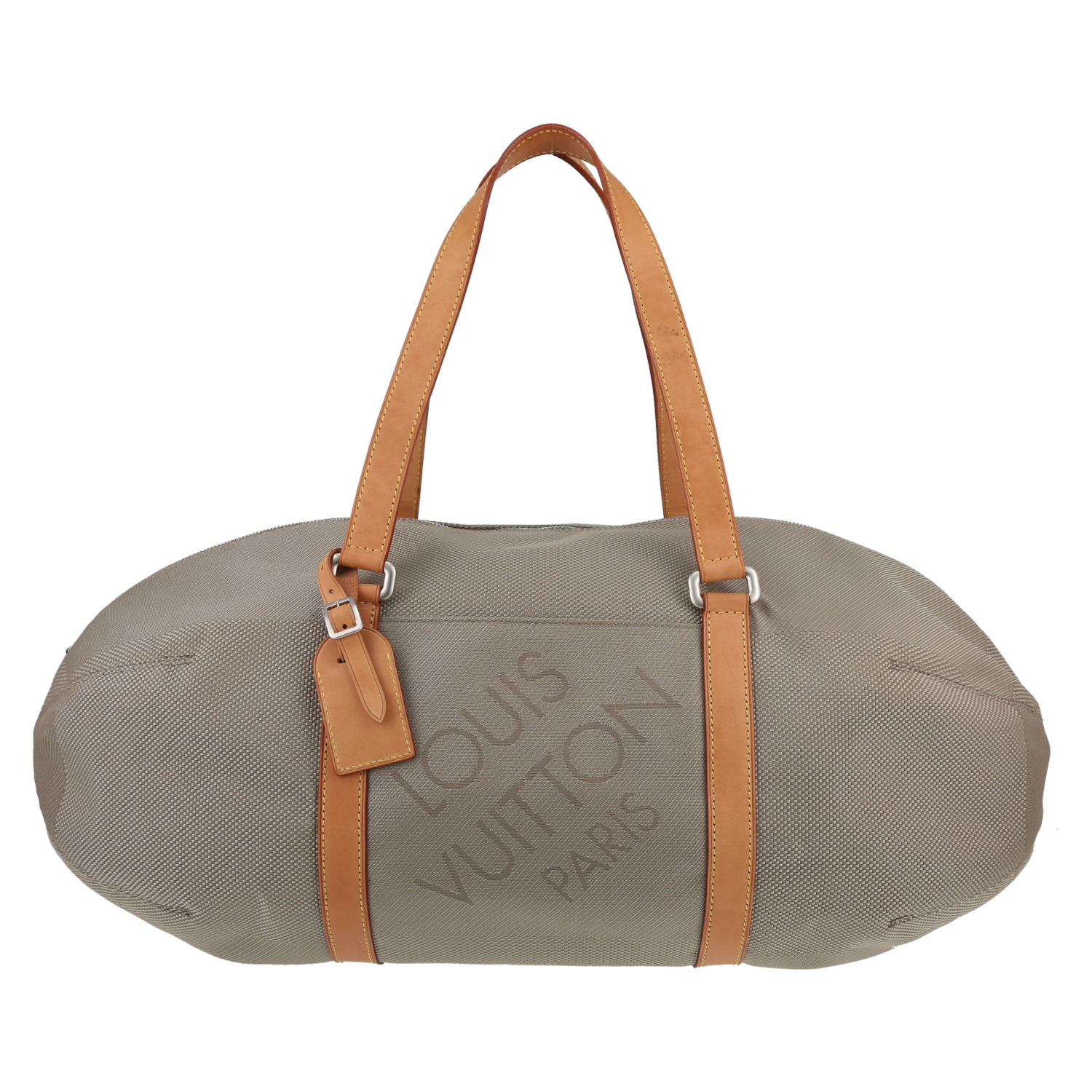 Louis Vuitton Attaquant travel bag in beige canvas and natural leather - Detail D5