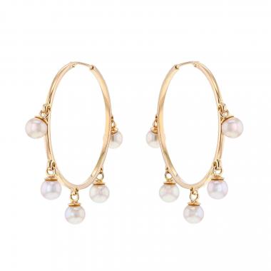 Paire de créoles Dior Belle des Iles en or rose et perles de culture rose