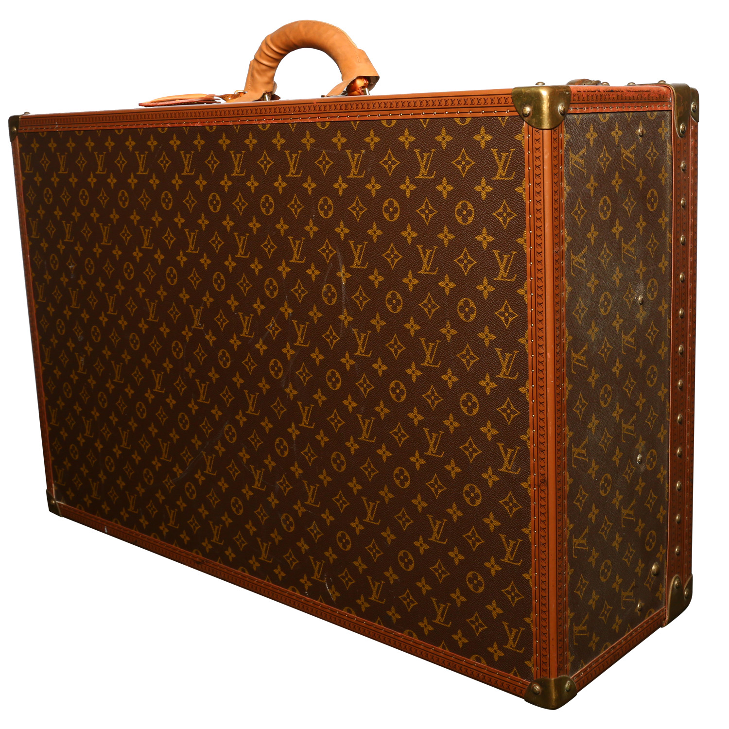 Louis Vuitton Alzer 80 suitcase in brown monogram canvas and lozine (vulcanised fibre) - Detail D2