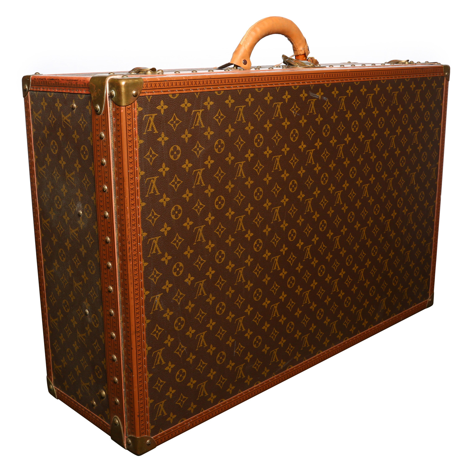 Louis Vuitton Alzer 80 suitcase in brown monogram canvas and lozine (vulcanised fibre) - Detail D3